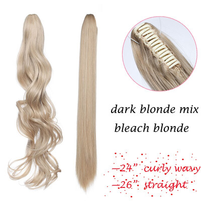 

24-26 Inch Adjustable Messy Style Ponytail Hair Extension with Jaw Claw Synthetic Hair-Piece