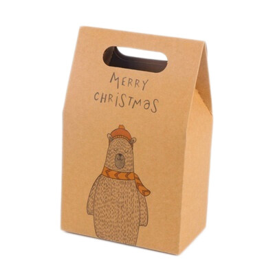 

Beautifully Creative Christmas Craft Paper Box Concise Brown Kraft Paper Bag Santa Claus Christmas Gift Bag Packaging Supplies