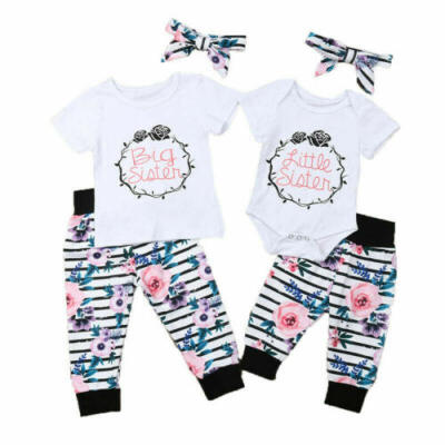 

Matching Kids Baby Girl Big Little Sister Tops Shorts Floral Pant Outfits