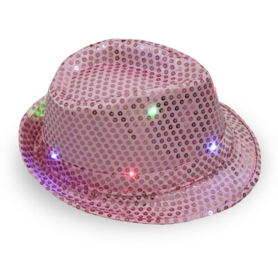 

1 Pcs LED Light Up Sequin Jazz HatAdult Glitter Sequins Light Up Party Cap