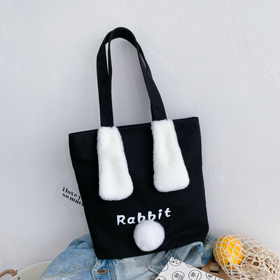 

Tailored Women Fashion Canvas Rabbit Coin Plush Shoulder Messenger Casual Handbag Bags