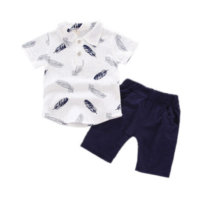 

Summer Baby Boys clothes Casual Short Sleeve Fur Print T-shirt TopsShorts Costume Set for boys 6M-4T