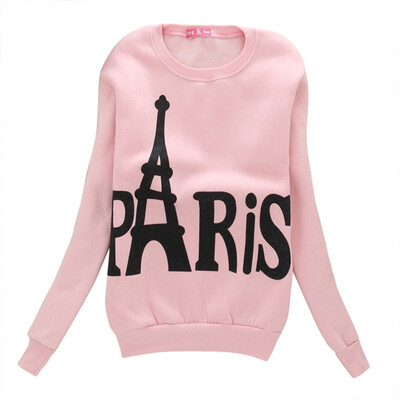 

Casual Women Hoodie Paris Tower Printed Pullover Outerwear Hooded Sweatshirt Top