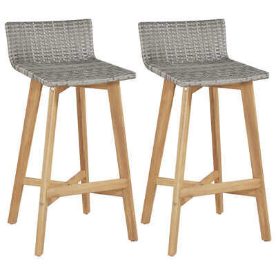 

Bar Chairs 2 pcs Poly Rattan Solid Acacia Wood