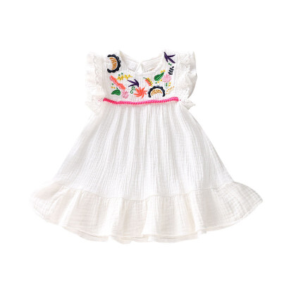 

Summer Lovely Casual Baby Girls Embroidery Floral Flare Sleeve Dress Cute Kids Toddler Pageant Sundress