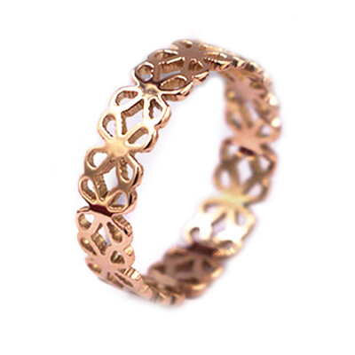 

Fashion Jewelry For Women SIze 4-9 Titanium Steel Rose Gold-color Hollow Flower Ring