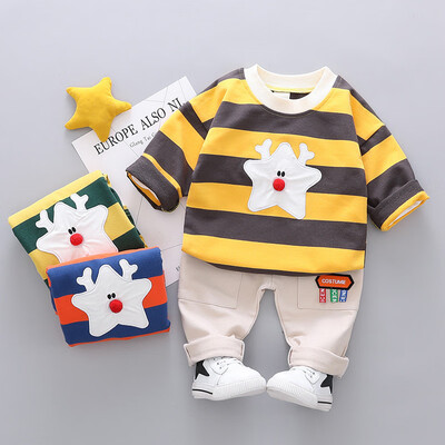 

Autumn Baby Boys Long Sleeve Stripe Print Sweatshirt TopsPants Trouser Children Kids Costume Set