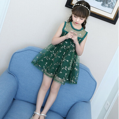

Summer Casual Baby Girls Floral Pattern Sleeveless Dress Kids Toddler Pageant Mesh Sundress new