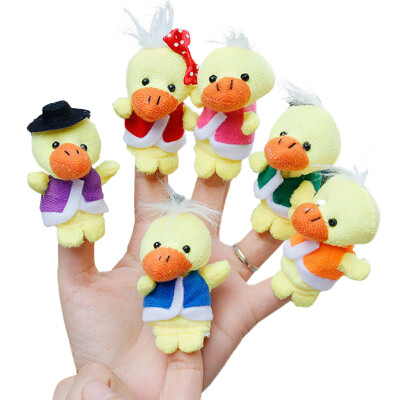 

YIWULA6Pcs Cute Cartoon Yellow Ducks Doll Kids Glove Hand Puppet Plush Finger Toys