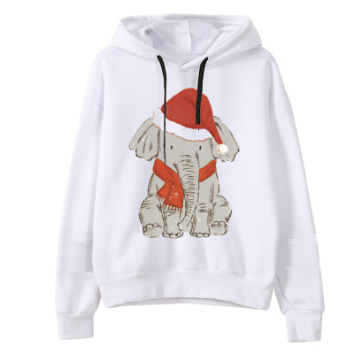 

Tailored Women Christmas Print Hooded Long Sleeves Sweatshirt Hooded Pullover Tops Shirt