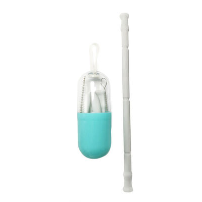 

Portable Travel Reusable Collapsible Drinking Silicone Straws With Cleaning Brush And Carrying Capsule Case