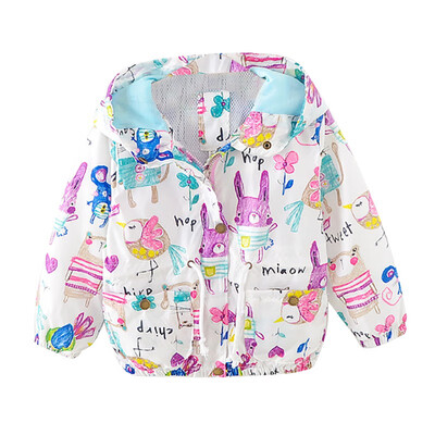 

Children Boys Girls Cartoon Print Casual Hoodie Zipper Sweatshirt Spring Autumn Trench Kid Jacket Outwear Coat