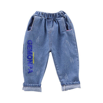 

Autumn Toddlers Kids Boy Girl Pants Letter Print Denim Pant Baby Long Trousers Bottoms