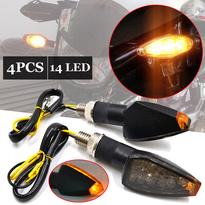 

4pcs Motorcycle Turn Signal Lights Smoke 14 LED Lamp Indicators Luminous Parts