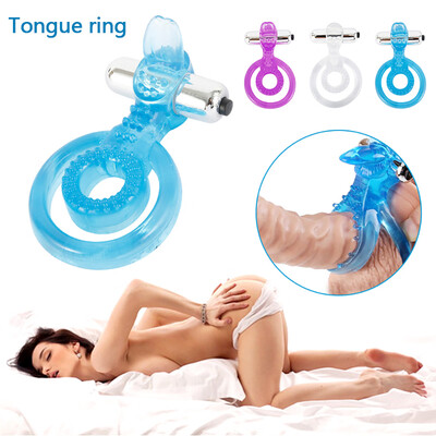 

Vibrating Penis Dual Cock Ring Delay Bullet Vibrator Massage Sex Toy for Couple