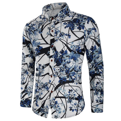 

Tailored Mens Casual Printing Colorful Slim Long Sleeve Dress Shirt Blouse Tops