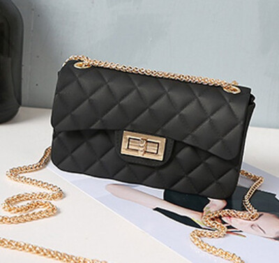 

Mini Chain Jelly Bag 2019 Women Diamond Lattice Flap Girl Casual Clutch Scrub Handbag Silicone Candy jelly Shoulder Bags