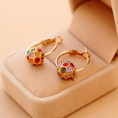 

Fashion Austrian Crystal Ball GoldSilver Color High Quality Earrings For Woman Party Wedding Jewelry Boucle Doreille Femme