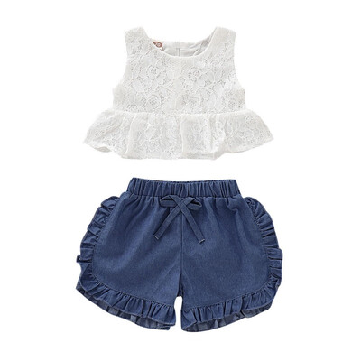 

2PcsSet summer Outfits Children Baby Solid Color clothes baby vest kids Casual shortsset