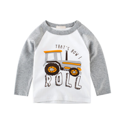 

Cartoon Cotton Autumn Shirt Boy Girls Kids Clothing Children T-shirts Dinosaur Print Long Sleeve T Shirts Stripes Tops