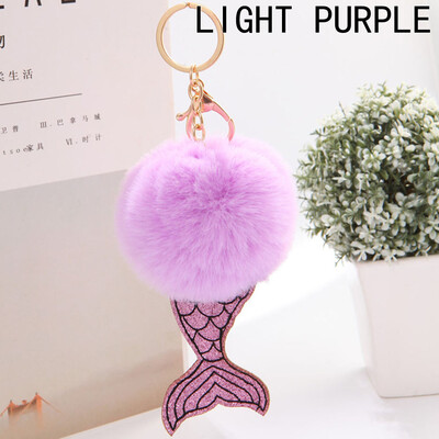 

Top Quality Mermaid Design Key Chain Artificial Fur Fluffy Ball Car Bag Key Rings