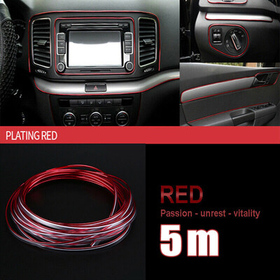 

5M Car Van Interior Decor Dark Red Edge Gap Door Panel Decorative Molding Strip