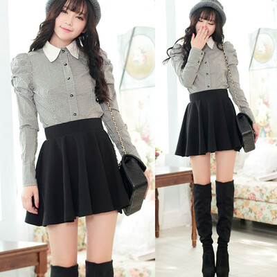 

New Candy Color Women Casual A-line Flared Mini Circle Short Skirt Pleated Skirt