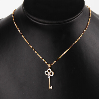 

Women Jewelry Hollow Key Retro Long Gold Pendant Sweater Chain Necklace
