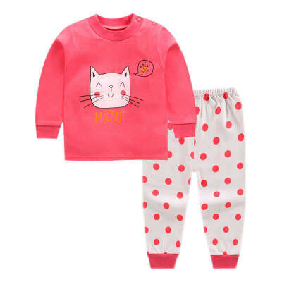 

Boys Girls Clothes Set Sleepwear Pajamas Cartoon Print Outfits Set Long Sleeve TopsPants