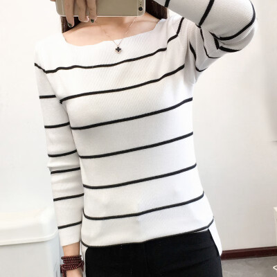 

2018 Autumn Jumper Women Sweaters And Pullovers Knitted Striped Long Sleeve O-Neck Sweater Female Winter Slim Top Pull Femme