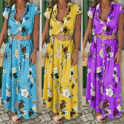 

Women Flower Sundress Summer Casual Boho Party Long Maxi Dress Beach Dresses