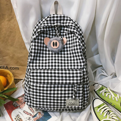 

Tailored Fashion Women Large Capacity Plaid Bag Student Backpack Travel Couple Bag