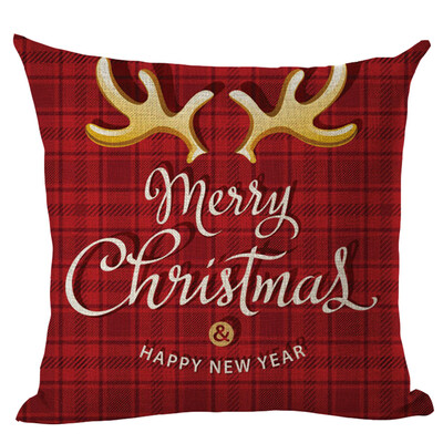 

〖Follure〗Merry Christmas Pillow Cases Linen Sofa Cushion Cover Home Decor Pillow Core