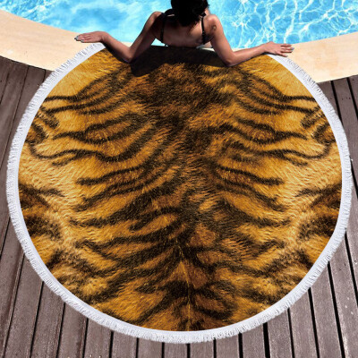 

Gobestart 1 PC Round Beach Pool Home Shower Towel Blanket Table Cloth Yoga Mat Leopard