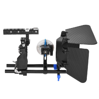 

Andoer Professional Video Cage Rig Kit Film Making System w 15mm Rod Follow Focus FF Matte Box for Sony A6000 A6300 A6500 ILDC Mi