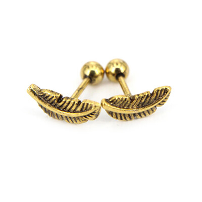

Pop Charms Titanium Feather Barbell Ear Cartilage Helix Bar Earring Piercing US