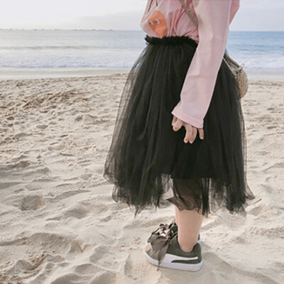 

Autumn Korean Style Cute Girls All-match Mesh Princess Skirts Baby Girl Fashion Party Long Skirt Casual Toddler Pageant Skirts