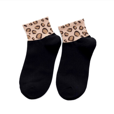 

Women Stretchy Cotton Funny Casual Socks Leopard Print Ankle-High Socks