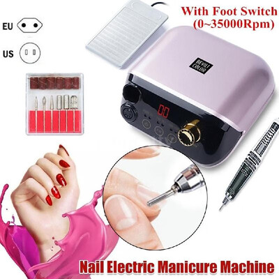 

Nail Sander Electric Nail File Machine 0-35000RPM Manicure Drill for Acrylic Nails with Foot Switch & Nail Drill Bits