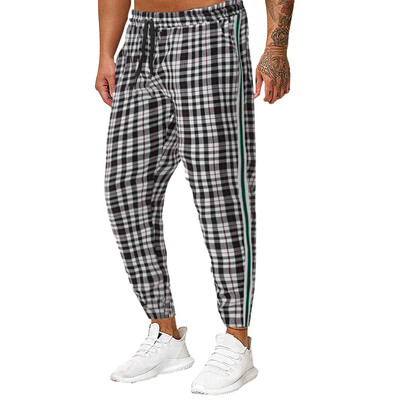 

Gobestart Mens Casual Fitness Plaid Bodybuilding Pocket Skin Full Length Sports Pants