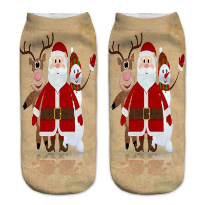 

New 3D Printed Christmas Style Women Casual Socks Unisex Cartoon Elk Snowman Santa Socks Cute Unisex Low Cut Ankle Cotton Socks