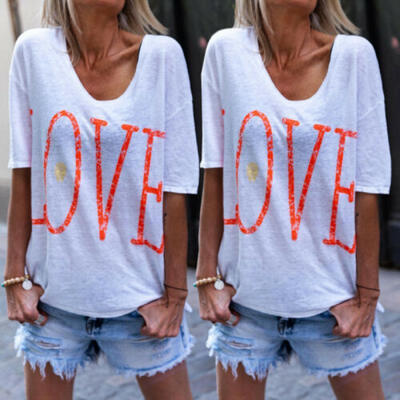 

Women Short Sleeve Loose T Shirts Fashion Ladies Summer Casual Blouse Tops Shirt