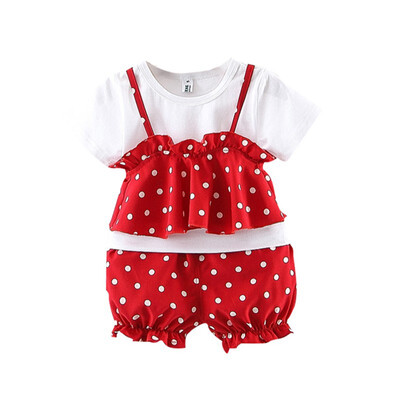 

Summer Girls Clothes Set 2PCS Casual Dot T-shirt Short Pants Set Baby Girls Fashion Clothes