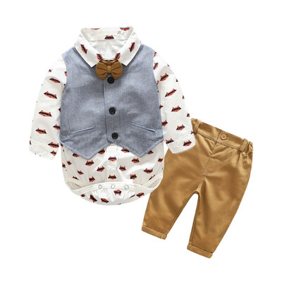 

Newborn Baby Boy Clothes Set Birthday Christening Cloth Infant Baby Boys Formal Wedding Clothes Suit VestT-shirtPant