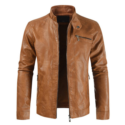 

Toponeto Men Winter Casual Leather Jacket Zipper Long Sleeve Coat Top Blouses