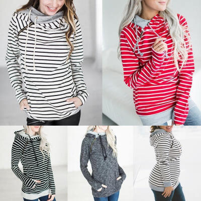 

Women&acutes Pocket Hooded Sweatshirt Hoody Hoodie Pullover Jumper Coat Tracksuit Top