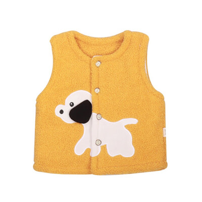 

Autumn Winter Baby Boys Girls Lamb Cashmere Vest & Waistcoat Cute Cartoon Animals Pattern Candy Solid Color Single-Breasted Vest