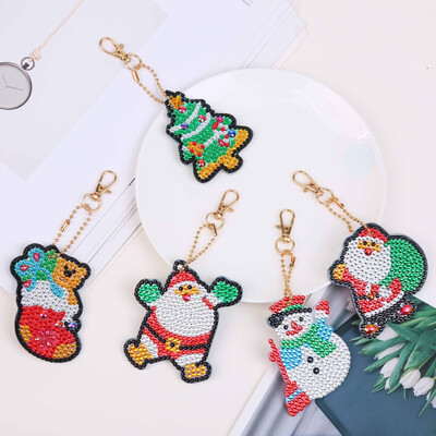 

Gobestart 5Pcs DIY Marine Animals Toy 5D Diamond Painting KeyRing Key Chain Pendant Gift