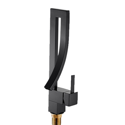 

Black Hot Cold Single Handle Faucet Water Tap with Hose Hotel Office Home Simple Faucet Sprayer