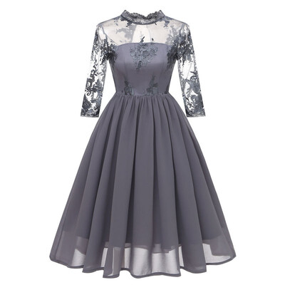 

2019 Fashion Luxury Women Applique Dresses Elegant O-Neck Female Party Prom Dress Ball Gown